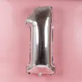 Silver number 1 foil balloon 32 inch for birthday party decoration and photo backdrop. - Number 1 / Silver
