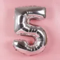 32 inch silver number 5 foil balloon for birthday party decorations and photo backdrop setup. - Number 5 / Silver
