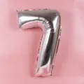 Silver number 7 foil balloon for birthday party decorations, children and adult celebrations. - Number 7 / Silver