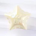 Acrylic iridescent fat star bead detail shot, close-up view of shiny pendant accessory. - Pentagram / Yellow