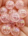Rosa craquelierte Acrylperlen mit AB-Effekt, glänzende Bastelperlen für DIY-Schmuck und Taschen. - 8 mm ca. 1750 Stk. / Rosa