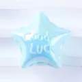Close-up view of the blue acrylic star bead featuring vertical hole design and Good LUCK text. - Pentagram / Blue