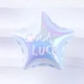Acrylic iridescent star loose bead with Good LUCK text for DIY beading pen jewelry making - Pentagram / Sky Blue