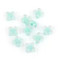 Light blue clover acrylic loose beads with AB color finish, perfect for DIY jewelry making. - Solid Color / Green