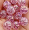Nahaufnahme von rosa AB Krakelee Acryl Perlen für DIY handgemachte Schmuck Accessoires. - 8 mm ca. 1750 Stk. / Lila