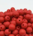 Close-up detail of glossy red acrylic round loose beads, perfect for DIY jewelry making. - 8mm Approx. 1750 Pcs / Red