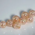 Acrylic crackle bubble beads detail shot, colorful floral AB color loose DIY jewelry parts - 14mm Approx. 310 Pcs / Red Brown