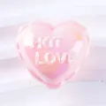 Pink heart resin charm pendant, cute glossy DIY jewelry accessory for handmade crafts. - Heart / Deep Pink