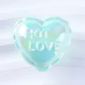 Iridescent heart acrylic charm pendant shiny pastel love letters accessory craft DIY part - Heart / Green