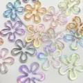 Close-up detail of iridescent hollow flower charms, colorful UV plated DIY jewelry pendants. - Random Mixed Colors