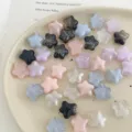 Acrylic glitter star beads pastel colorful DIY craft handmade jewelry bracelet necklace accessories - Random Mixed Colors
