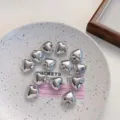DIY silberne Herz Anhänger Metall Schmuck Zubehör für Schlüsselanhänger Handarbeit - 26x24mm / Silber