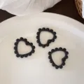Schwarze Herz Perlenringe DIY Zubehör Bastelbedarf handgemachte Schlüsselanhänger Charms - 38*42mm / Schwarz