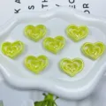 Abalorios de corazón triple de acrílico con revestimiento AB para cadena de teléfono diy - 23x30mm (Agujero 2.5mm) / Chapado AB Amarillo Limón