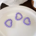 Purple heart bead ring DIY handmade accessories detail view, perfect for keychains and crafts. - 38*42mm / Purple