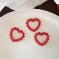 Red heart DIY accessory details, lovely beaded frame charm for handmade keychains. - 38*42mm / Red
