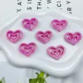 Abalorios de corazon de tres capas con revestimiento acrilico AB para cadenas de telefono - 23x30mm (Agujero 2.5mm) / Chapado AB Fucsia