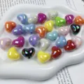 Bunte Acryl AB Farbe Herz lose Perlen DIY handgemachte Schmuck Zubehör Schlüsselanhänger - Zufällige Mischfarben