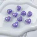 Purple iridescent acrylic heart loose beads for DIY handmade jewelry and phone charm making. - Purple