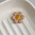 Colorful smiley face flower resin cabochons DIY jewelry making craft beads for bracelets and charms - Light Coffee