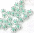 Transparent acrylic flower beads with mint green center for DIY jewelry and accessories. - Solid Color Effect (Approx. 890 Pcs per 500g) / Green