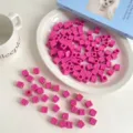 Detailed view of pink acrylic square letter beads, perfect for DIY jewelry making accessories. - SS2134 Korean Plum Red