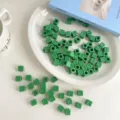 Green acrylic square alphabet beads large hole loose beads DIY jewelry making accessories necklace supply - S032 Army Green