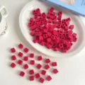 Red acrylic square letter beads, large hole alphabet loose beads for DIY jewelry making accessories. - S010 Bright Red