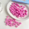 Pink acrylic cube letter beads, bulk alphabet charms for DIY handmade jewelry making and crafts. - SS2132 Korean Hot Pink