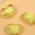 Acryl Herz Perlen gelb transparent DIY Anhänger für Armband Halskette Schmuckherstellung - 13*17 mm transparenter Effekt / Gelb