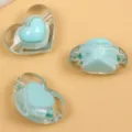 Acrylic AB color clear heart beads for DIY jewelry making bracelets and crafts charms. - 13*17mm Transparent Effect / Green