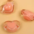 Acrylic 3D Heart Beads Pink Transparent DIY Bracelet Craft Accessories Variant Model - 13*17mm Transparent Effect / Watermelon red