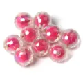 Perles en acrylique facettées transparentes avec cœur rose et revêtement AB pour bijoux. - 16mm (Env. 200 Pcs) / Rose rouge