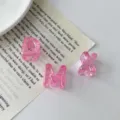 Perline con lettere in acrilico rosa trasparente accessori per gioielli fai da te ciondoli. - Rosso Rosa Chiaro