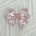 Transparent acrylic pink iridescent bow DIY charm for handmade bracelet crafting and jewelry making - Transparent Pink