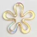 Iridescent UV plated hollow flower charm pendant for DIY phone chain and necklace accessory - Watermelon red