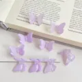 Purple acrylic butterfly beads with facets, pastel and glitter variant for DIY crafts. - Purple