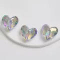 Perline di cuore in acrilico sfaccettate iridescenti per ciondoli telefono fai da te e gioielli. - Cuore / Grigio
