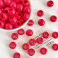 Red acrylic barrel beads large hole spacer beads for DIY jewelry making and hair dreadlocks. - Bright Red