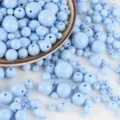 Light blue acrylic round beads, smooth surface straight hole candy macaron loose beads for DIY craft - 10mm Approx. 920 Pcs / Sky Blue