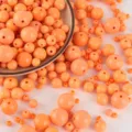 Acrylic smooth round loose beads in bright orange color for DIY jewelry making crafts - 10mm Approx. 920 Pcs / Orange