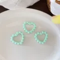 Light Green Beaded Heart Ring DIY Jewelry Accessory Handmade Key Chain Car Pendant Component - 38*42mm / Green