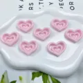 Abalorios acrílicos de corazón rosa en capas DIY cadena de teléfono accesorios de joyas - 23x30mm (Agujero 2.5mm) / Color sólido Rosa