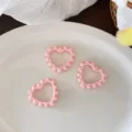 Pink Beaded Heart DIY Ring Accessory for Handmade Jewelry Craft and Cute Keychains - 38*42mm / Snow Bud