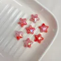 Detail view of AB dual-color pentagram cloud gradient loose beads for DIY jewelry making. - 22mm (3mm Hole) / 9# Red