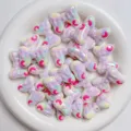 Acrylic pastel iridescent bow beads loose charms for DIY phone chains jewelry making accessories. - White and Purple