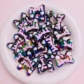Acryl Regenbogen Schleife Perlen DIY Handyketten Haarschmuck Schmuckherstellung Zubehör - Schwarz & Pink