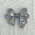 Iridescent acrylic bow DIY charm transparent colorful UV coated cute jewelry making accessory - Transparent Black