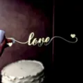 Gold acrylic love cake topper with hearts, perfect for Valentine's Day and wedding party decor. - Style 1 / Width approx 12cm / Gold