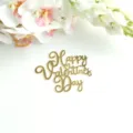 Gold acrylic Happy Valentine's Day cake topper, elegant script design for romantic party. - Single Layer Gold Happy Valentine's Day / Width Approx 9CM